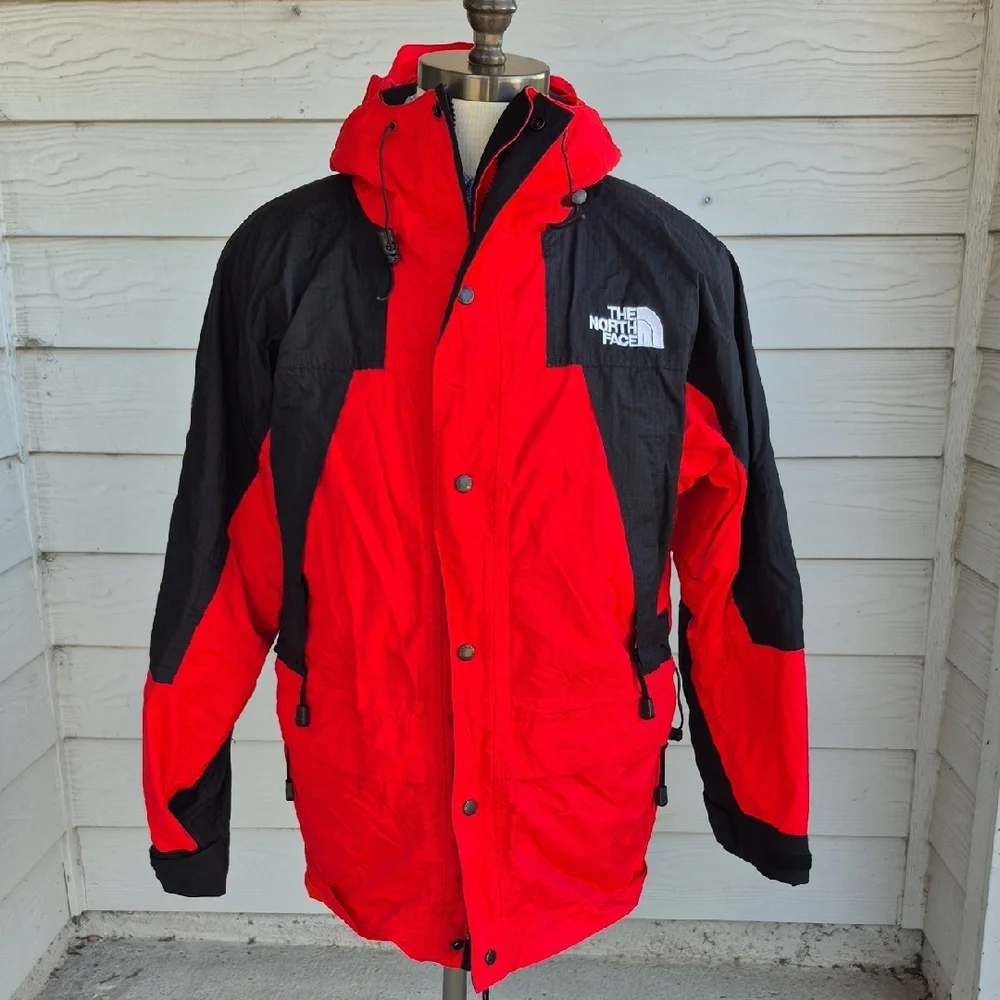 THE NORTH FACE Red Black Summit Shell Gore-Tex XCR Small Mens Hooded Jacket VTG